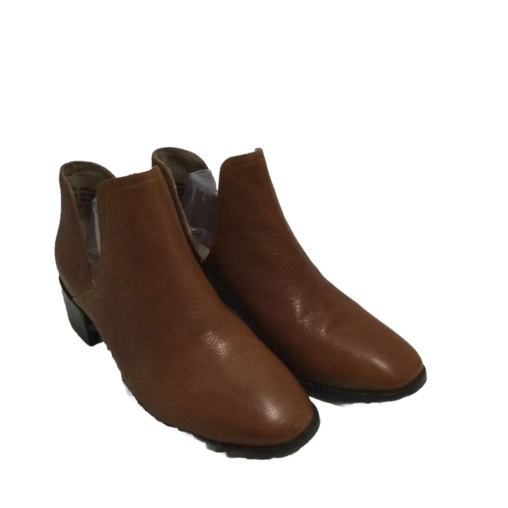 Seychelles Womens Cognac Brown Leather Cutout Ankle Boots Block Heel Size 8.5